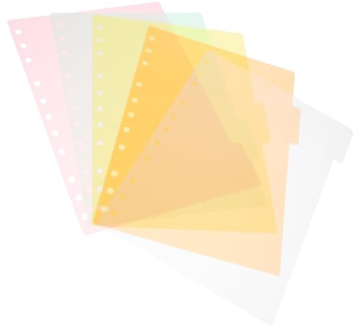 SUPVOX 5 Fogli di Divisori per Documenti in Plastico Semi-trasparente Linguette Colorate per Pianificatori e Report, per Indicizzazione e Riferimento