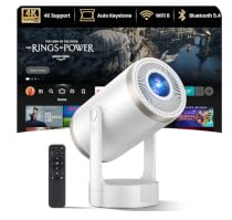Mini Beamer HD 1080p 4K-Unterstützung, Tragbarer Projektor Autofokus & Trapezkorrektur, 22.000 Lumen, 260 ANSI, WLAN 6 & Bluetooth, 180° Drehbar, 30-200'' Zoll für Spiele, Schlafzimmer, Im Freien