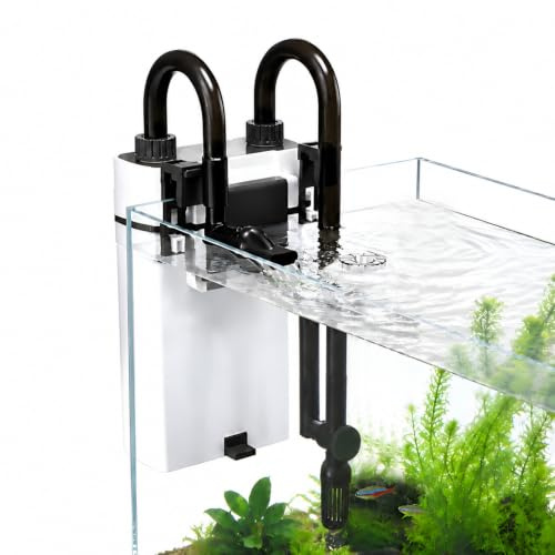 MUZIBAMA Filtro per acquario per acquario da 10-40 galloni, filtro silenzioso da appendere sul retro con filtrazione a 3 stadi, filtro esterno per skimmer superficiale per acquari d'acqua dolce e