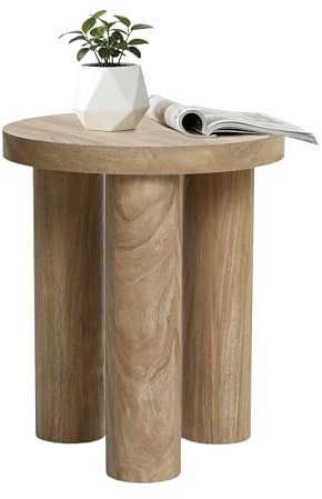 Hometopia Beistelltisch Holz, Couchtisch Rund für Wohnzimmer, 50 cm Höhe | Zylindrischer, Kleiner Runder Tisch, eiche, Nachttisch für kleine Räume,Moderner Stil wohnzimmertisch für couch