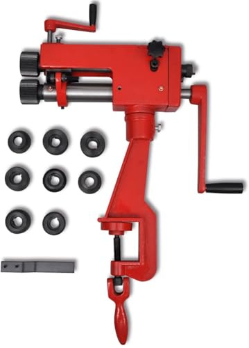 Ordellia Máquina de rebordar manual de hierro fundido con recubrimiento en polvo, profundidad de trabajo de 200 mm, montaje en banco de trabajo, para tubos de acero, tubos de cobre, taller, fontanería