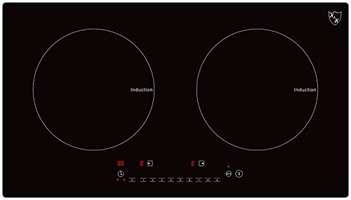 K&H Dual Induction Stove Top - 24 Inch Built-in Electric Induction Cooktop with 2 Burners, 9 Power Levels, Touch Control, Timer, Child Lock, Ceramic Glass Surface, 3100W, Energy-Efficient, INDH-3102Hx