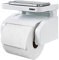 Porte-rouleau pour papier toilette mural avec ventouses de fixation, étagère de rangement et coupe, blanc
