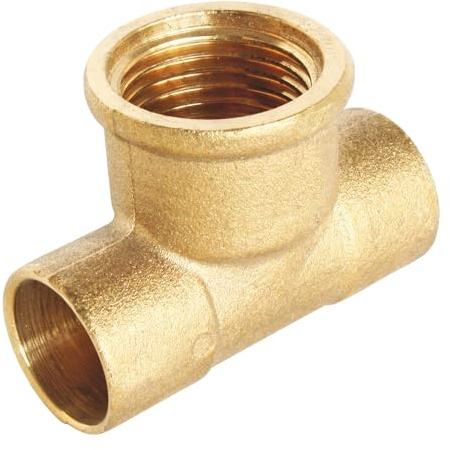 SOMATHERM FOR YOU, Té laiton à souder Femelle Ø16 - Raccord plomberie 15/21 pour tube cuivre - Étanchéité sur filet ou joint plat - Idéal pour eau chaude/froide