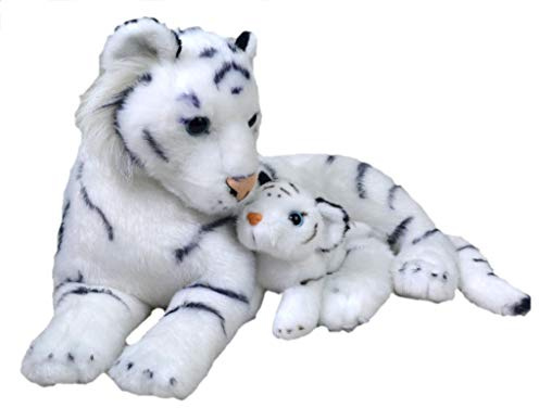 WILD REPUBLIC Mom and Baby White Tiger Plush, Stuffed Animal, Plush Toy, Gifts for Kids, Zoo Animals, 11 Inches