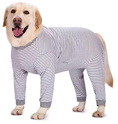 Yeapeeto Einteiler für Hunde, zur Erholung, für große und mittelgroße Hunde, Schlafanzug, Ganzkörper für Haarausfall, Allergien, Anti-Lecken, Wundschutz, Kegel-Alternative (5XL, Grau)