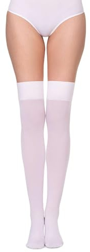 Annes styling Calze sopra il ginocchio da donna, altezza al ginocchio, classiche, 60 denari, autoreggenti, Bianco