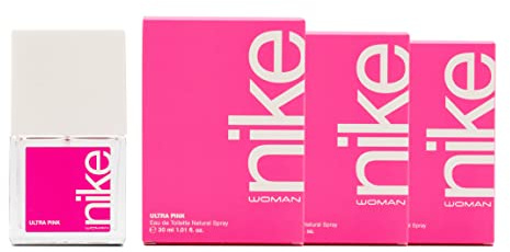 NIKE - Ultra Pink Pack de 3 x 30 ml, Colonia Mujer, Formato Viaje en Spray, Perfume Mujer, Eau de Toilette Natural y Femenina, Aroma Oriental Gourmand, Fragancia Fresca