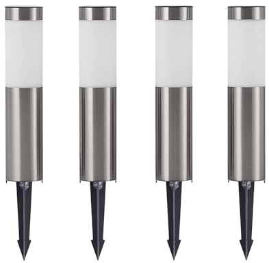 Lindby 4er Set LED Solarleuchten Sirita (spritzwassergeschützt (Modern) in Alu aus Edelstahl (1 flammig,) - Solarlampe Solarleuchte Garten