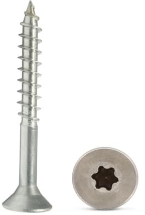 50 Stück Spanplattenschrauben 4,5x60 mm - A2 - Edelstahl - Torx - TX20 - Senkkopf - Teilgewinde - Holzschrauben - Schrauben (50, 4,5x60 mm)