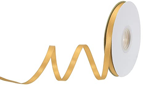 sourcing map 10 mm x 23 Meter Satinband, Doppelseitige Schleifenband Polyester Geschenkband für Deko Party Hochzeit Geburtstag Trauer Geschenkverpackung Band, Gold