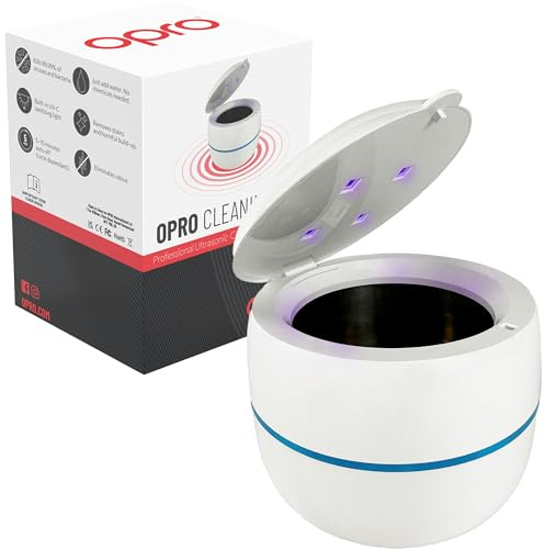OPRO Ultrasonic UV Cleaner - Clinical-Grade Cleaning for Mouth Guards, Gum Shields, & Night Guards - Ultrasonic Retainer Cleaner, Eliminates 99.99% of Bacteria - Chemical-Free