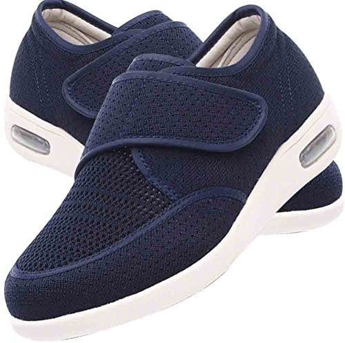 AEHO Scarpe Diabetici Uomo Estive Scarpe da Lavoro da Infermiera Traspiranti Regolabili Comode Camminate Casual Plantari da Allattamento per Sport Anziani Escursionismo,Blu,40 EU