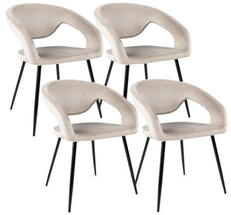 Kick Collection Ensemble de 4 Chaise de Salle à Manger Lenn Velvet - Velours - Champagne - Moderne et de Haute qualité - Tissu Velours et métal - Disponible dans de Nombreuses Couleurs