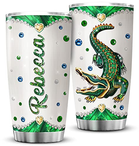 Insulated Travel Mug 590ml Skinny Tumbler with Straw and Lid Thermal Coffee Cup for Sister Christmas Valentine's Day Alligator Custom