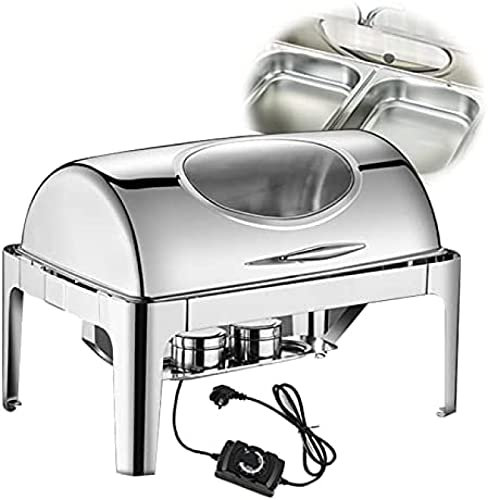 Juego De Chafing Dish De Acero Inoxidable con Tapa para Fiestas, Calentador De Alimentos Comercial para Buffet, Chafing Dish Eléctrico 220V 9L, Ideal para Una Comida Familiar, Barbacoa O Cen