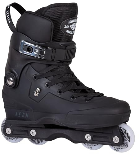 USD Aeon 60 Black Aggressive Inline Skate - Stuntskate ABEC 9, USD Dual Fit Liner - Inliner für Skatepark und Street