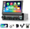 DAB Autoradio 1 Din mit 7 Zoll Bildschirm Ausfahrbar, Hodozzy 1 Din Flip Out Touchscreen Autoradio mit Wireless CarPlay Android Auto, Bluetooth EQ FM Radio, USB, Typ-C, SWC + Rückfahrkamera und MIC