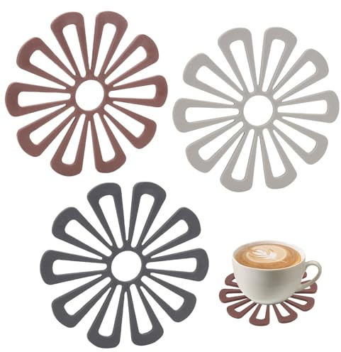 Dessous De Plat Silicone, Set De 3 Pièces Résistants À La Chaleur Antidérapants Et Décoratifs Motif Fleur De Prunier Multicolore Faciles À Nettoyer