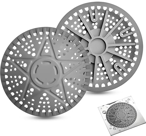 2 Stück Silikon Abflusssieb Haarsieb Dusche, 5.5in Grau Duschablaufabdeckungen mit Feinem Wasserloch-Design, Küche Badewanne Waschbecken Spülbecken Sieb