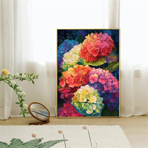 5D Diamond Painting Kit Completo,Bellissima ortensia Fai da te Pittura Diamante per adulti,Square Strass Ricamo a Punto Croce diamond painting art per Decorazione Interna Parete 55x75cm