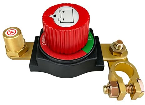 Batterie Trennschalter 12V-48V, Autobatterieschalter (Rot) | Batterietrennschalter zum schnellen Trennen der Stromversorgung, geeignet für Auto, Motorrad, Wohnwagen, Boot