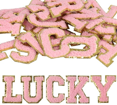 BRITIVIVE Selbstklebende Buchstaben Aufnäher 26 Stück Buchstaben zum Aufbügeln A-Z Gestickte Applique-Aufnäher Chenille Patches für Kleidung Taschen Hut DIY-Zubehör
