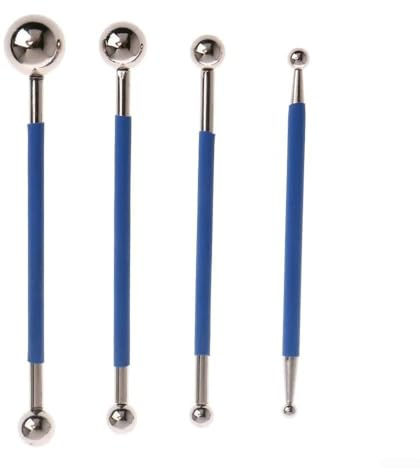 4-teiliges Edelstahl-Fliesen-Fugenkugel-Set mit zwei Kugelrollen zum Nahtpressen und Fliesenstruktur, mit Gummigriffen und stabilen Metallstäben für effektive Nutzung
