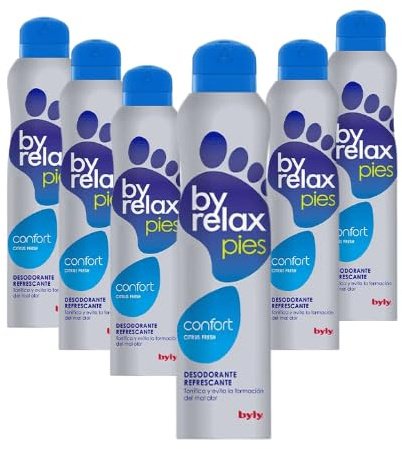 ByRelax Pies Confort Desodorante Refrescante Spray 200ml Pack 6 | Citrux Fresh | Control del Mal Olor