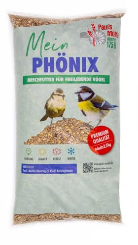 Paul´s Mühle Wildvogelfutter, Vogelfutter ideal für Brutzeit und Aufzucht, Phönix, 2,5 kg