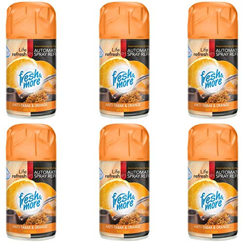 Fresh & More luftfräschare påfyllning 6 x 250 ml, anti-tobak och orange