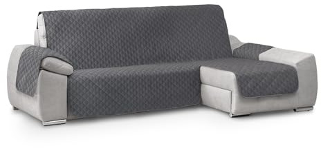 Textilhome – Sofabezug Circus I-Form Rechts 240 cm, Sofaschoner für Ecksofa, gepolsterter & universeller Sofaschutz zum Schutz Ihres Sofas, Sofaüberwurf, waschbar, Farbe Grau