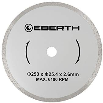 EBERTH Disque à tronçonner diamanté pour la pierre, le béton et le carrelage, Disque diamant de 250 mm de diamètre, alésage de 25,4 mm, épaisseur de 2,6 mm, pour granit, céramique, marbre