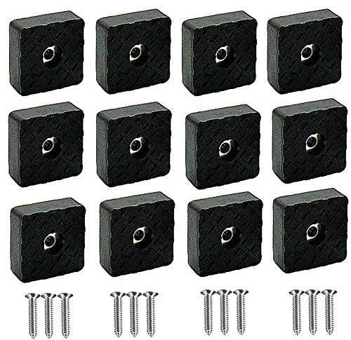 YUE QIN 12 Stück Möbelfüße Füße für Möbel Quadratisch Gummipuffer 30x30 mm Rubber Feet Screw Gummifüße für Stuhlfuß Möbel Tisch Chair Deckt Boden Protektoren（Schwarze）