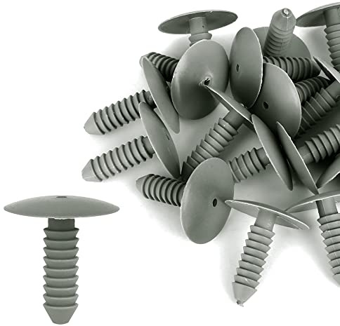 X AUTOHAUX Kunststoff Nieten Grau 20 Stück Für Kotflügel Stoßstange | Gesamtlänge 32mm, Kopfdurchmesser 30mm, Stablänge 30mm, Lochdurchmesser 9mm, Für Tür, Seitenschürze