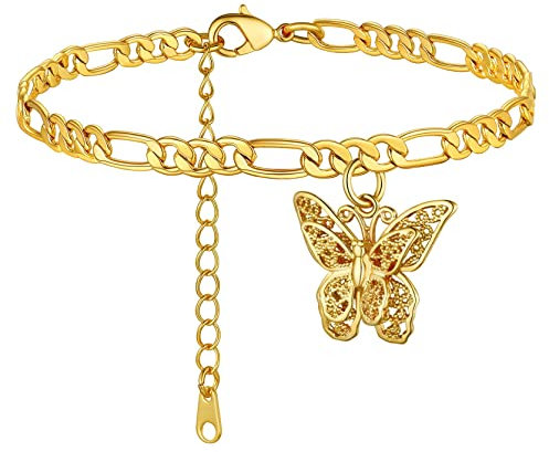 Twister Rope Gold Chain Anklet For Women Girls, 4mm Adjustable Beach Foot Bracelet
