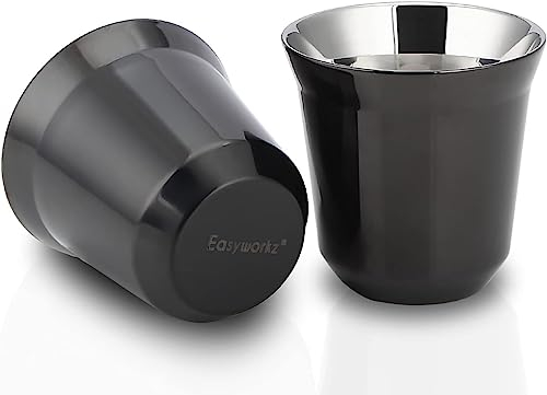 Easyworkz Set di tazzine da caffè in acciaio inossidabile con isolamento a doppia parete da 75 ml