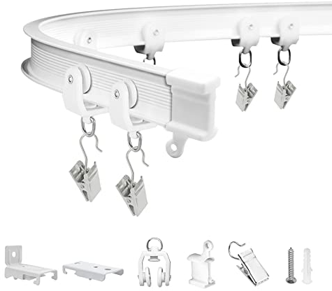Biegbare Deckenvorhangschiene, flexibel, gebogene Vorhangschienen, Wandmontage, Raumteiler, Wohnmobil-Vorhangschiene, strapazierfähig, 4,6 m, Deckenschiene für Vorhänge, Erkerfenster