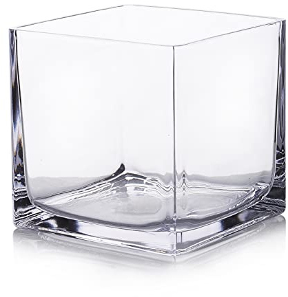 EnovaFloral Cube Glass Vase, 5x5 Inch Square Glass Vase - Floating Candle Holder for Wedding Centerpieces and Home Office Decor