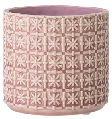 Nordring Retro Übertopf Vintage Pflanztopf für Zimmerplanzen Blumentopf Cross M (12,5 cm ø), rosa, Keramik