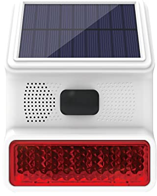 Wireless Outdoor Siren with Solar Panel - Loud Alarm & Flashing Strobe, IP65, for Cabin/Carport/Build Site/Shed/Porch, Compatible with PG103; PG107; PG108;PG105 Home Security Systems