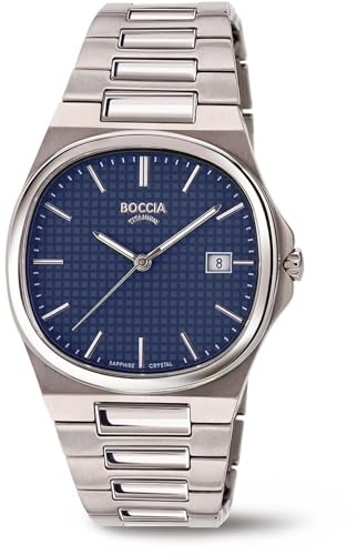Boccia Armbanduhr für Herren in der Farbe Silber mit Armband aus Titanium, Wasserdichtigkeit: 5 bar, Gehäusedurchmesser: 39 mm, 3657-02