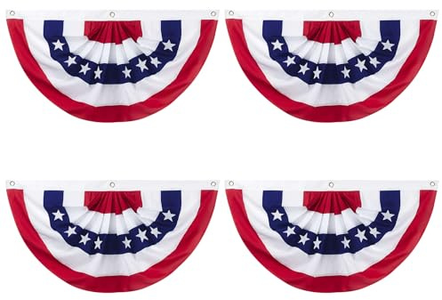 Motiloo Lot de 4 drapeaux américains plissés pour décoration intérieure et extérieure - 61 x 122 cm