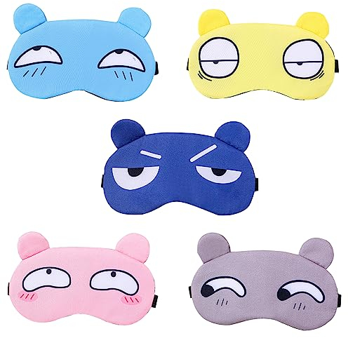 TSHAOUN 5 Stück Schlafmaske Niedliche Augenbinde, Licht Blockierende Lustig Nachtmaske Herren Damen, Lichtdichte Weiche Schlafbrille Augenmaske für Pause, Reise, Partytütenfüller