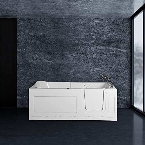 PureHaven Seniorenbadewanne 150x75 cm Sitz- und Whirlpool mit Massagedüsen integrierte Tür für leichten Einstieg pflegeleichte Oberfläche