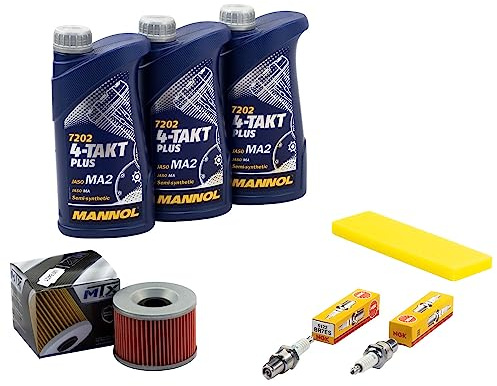 Wartungspaket Öl 3L + Luftfilter + Ölfilter + Zündkerzen für Kawasaki Z 440 Z440 KZ440 Baujahr 1980-1984
