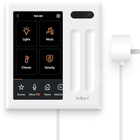 Brilliant Smart Home Control (Plug-In Panel) — Alexa Built-In & Compatible with Ring, Sonos, Hue, Google Nest, Wemo, SmartThings, Apple HomeKit — In-Wall Touchscreen Control for Lights, Music, & More