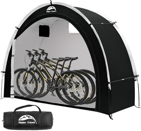 Happy Travel Bike Storage Shed Tent,Outdoor Portable Bicycle Storage Sheds with 210D Oxford Fabric PU4000 Waterproof for 2/3/4/6/8 Bikes,Bike Covers Shelter for Motorcycle,Garden Tools,Toys,Lawn Mower