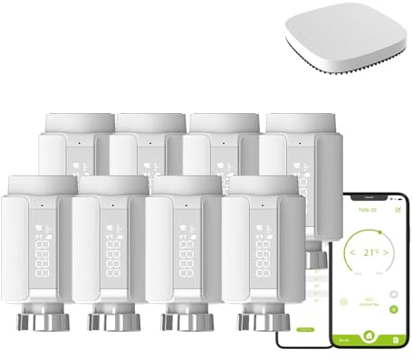 Qiumi Zigbee Smartes Heizkörperthermostat, Sprachsteuerung durch Alexa Googlehome, Smart Life App Steuerung, Heizkosten sparen, einfache Installation