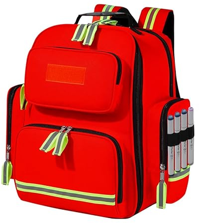 Gatycallaty Erste-Hilfe-Rucksack, Notfall-Rucksack, leer, wasserdicht, Überlebenstasche, Traumatasche für Krankenschwestern, Zuhause, Auto, Rot/Ausflug, einfarbig (Getaway Solids), 8 inches (D) x 12